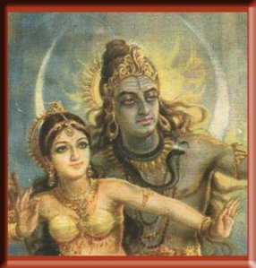 Shiva-Nataraja and consort Parvati in dance posture.